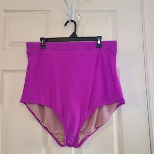 Cacique High-Rise Swim Bottoms in Bright Magenta